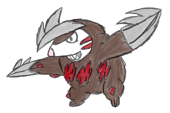 Illustration of a mole like creature with metal blades on its arms and head.